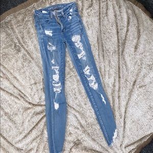 Ripped High rise skinny jeans light washed